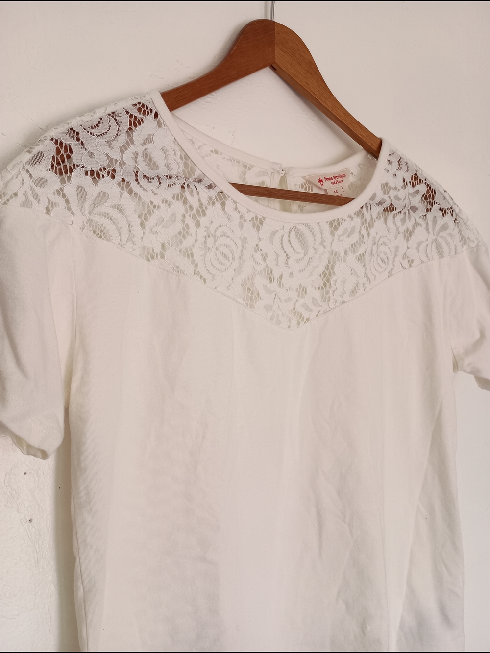 Brooks Brothers White Lace Yoke Short Sleeve Tee